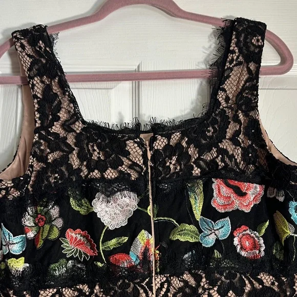 JAX Black Label Floral Embroidered Black Dress - Picture 7 of 14
